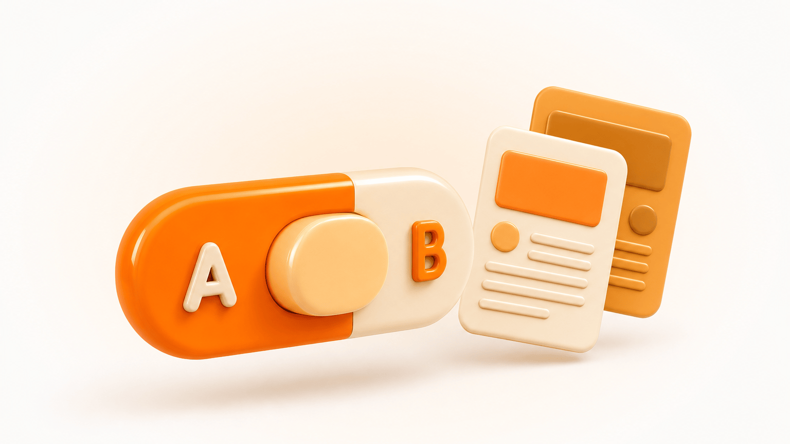 A split-screen graphic showing two different versions of a landing page side-by-side, representing an A/B test.