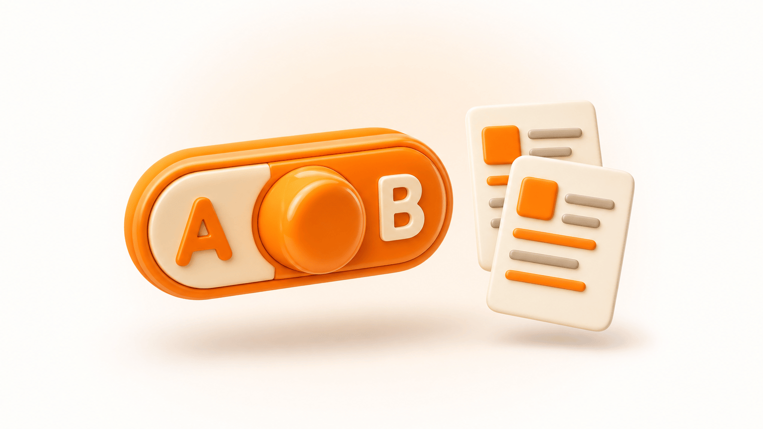 A/B testing concept with two different website versions being compared for performance.